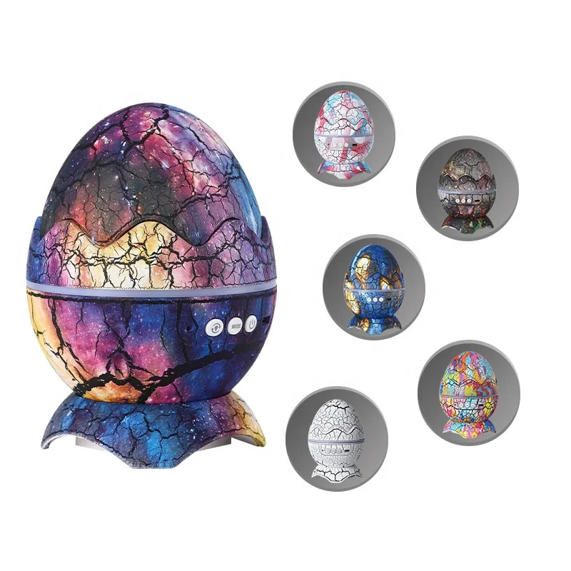 3D Crack Dinosaur Egg Projector Sci-Fi Star Light Atmosphere Color Changing Lamp White Noise BT Speaker Music Night Lights