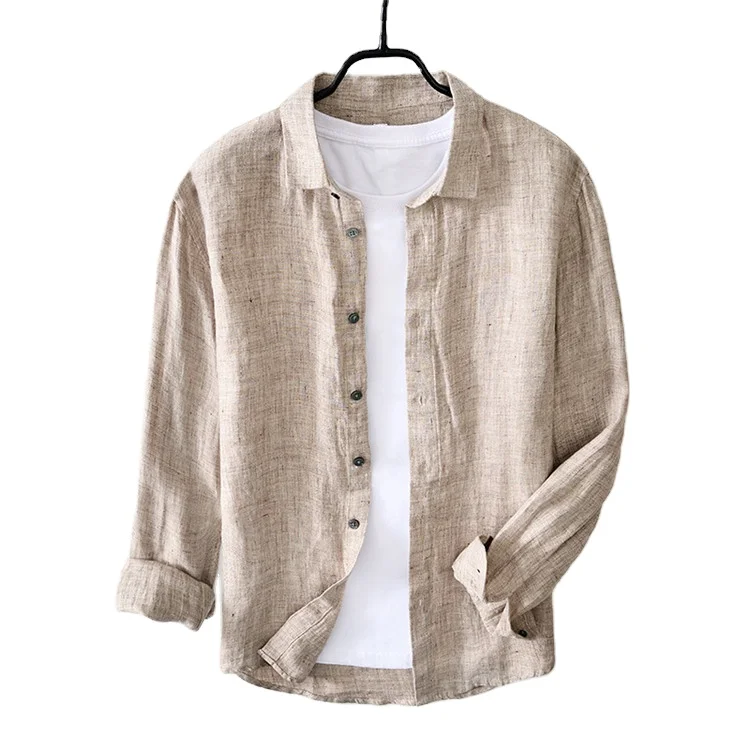 Wholesale Mens  long  Sleeve High Quality  Linen Shirt