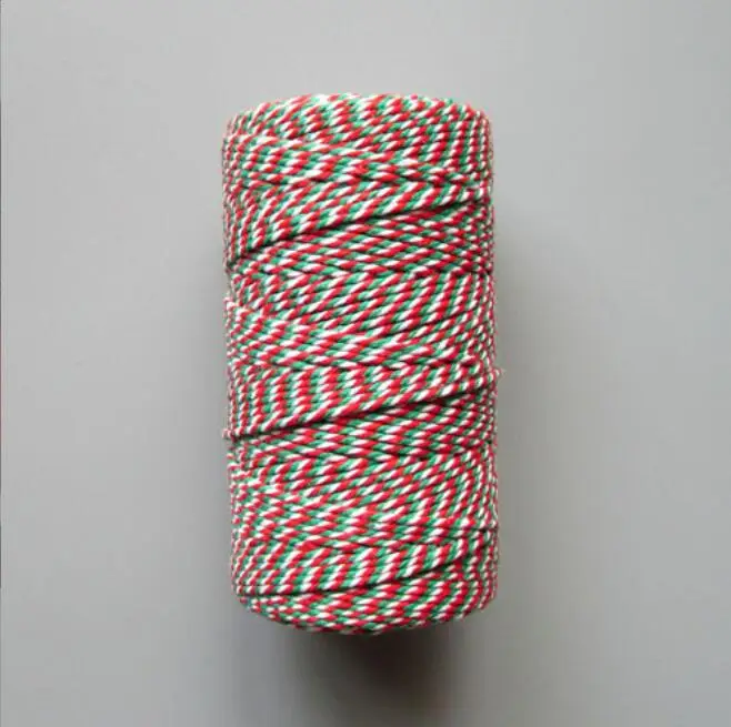Colorful Braided 2MM DIY 100% Cotton Cord for Gift Package 100 Meters per Roll Handmade Knitting Thread