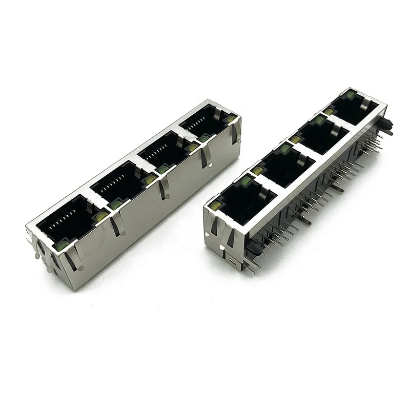  56LED модульный разъем RJ45 PCB Jack прямоугольный низкопрофильный 8P8C 4