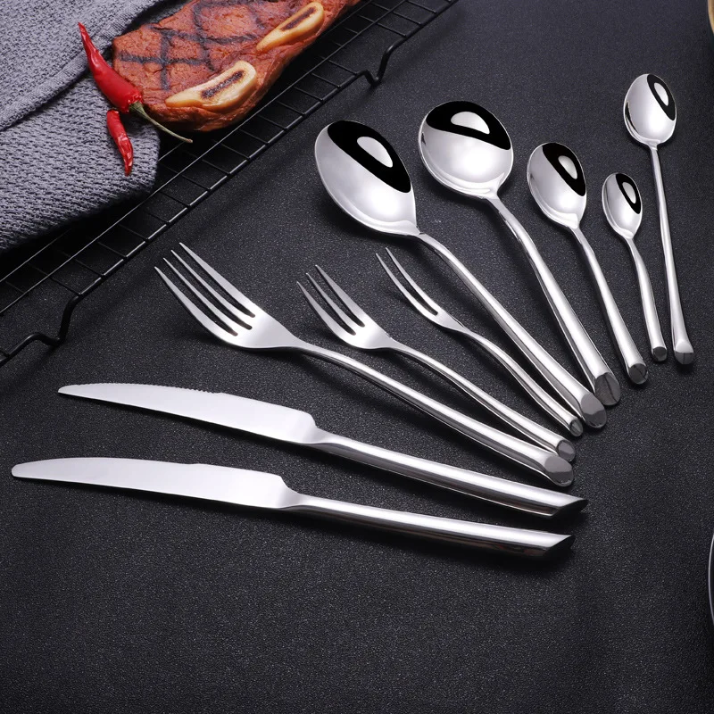Высокое качество 18 10 нержавеющая сталь серебряные нордические гостиничные вилки столовые приборы современный набор столовых приборов золотые ложка из 5 шт.