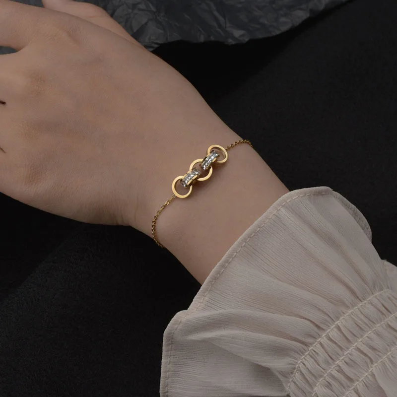  Fashion gold silver charm bracelet stainless steel For Women Wholesale