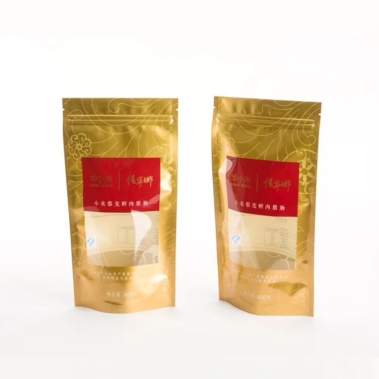 
OEM made frozen meat ham sausage vacuum packaging sides seal pouch bag 