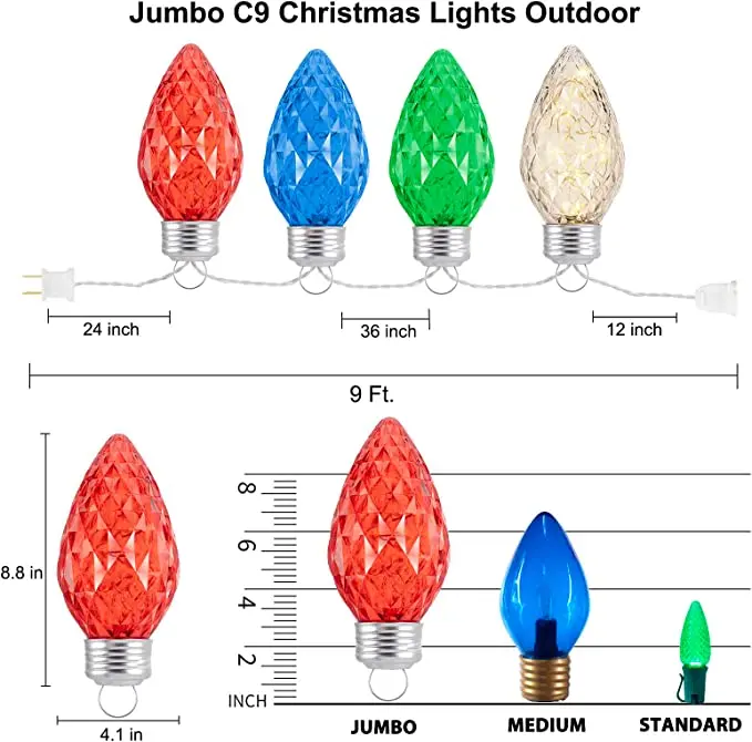 Wholesale High Quality stake Lighting Warm White C9 Bulb Led Christmas Lights Strawberry Surface Waterproof Cover