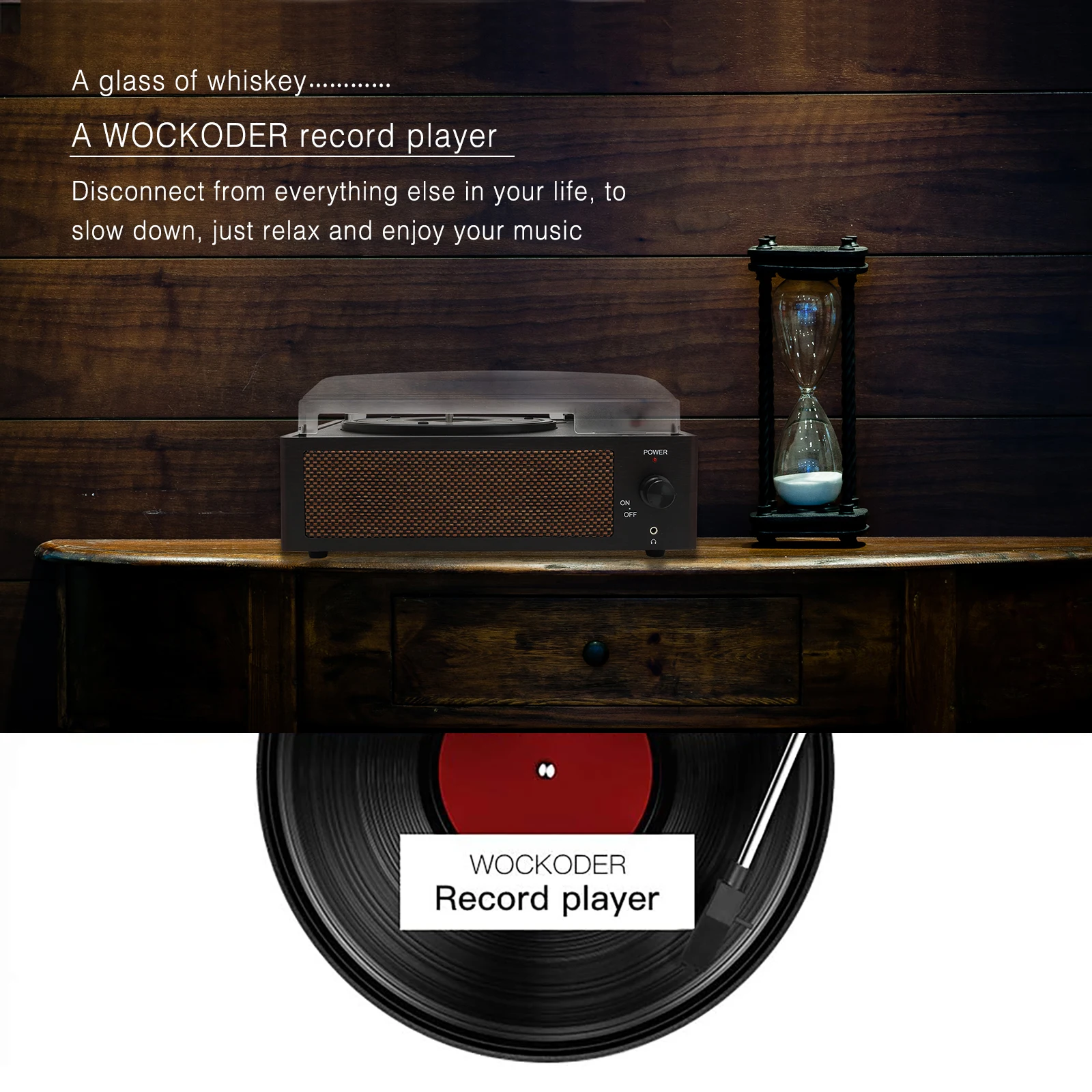 Top Quality Vinyl Records Player BT Music Wooden Vintage Turntables Player