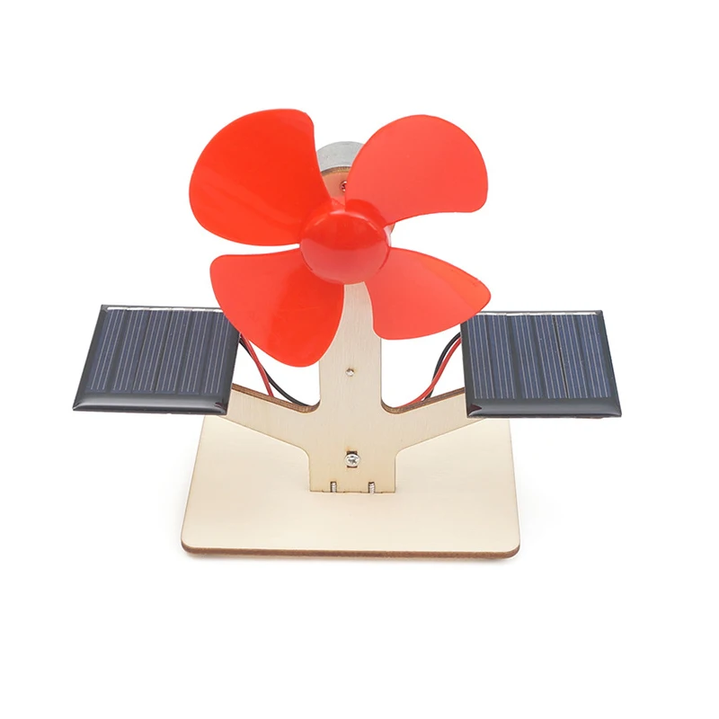 Solar powered fan educational wooden solar toy kit with two solar panels
