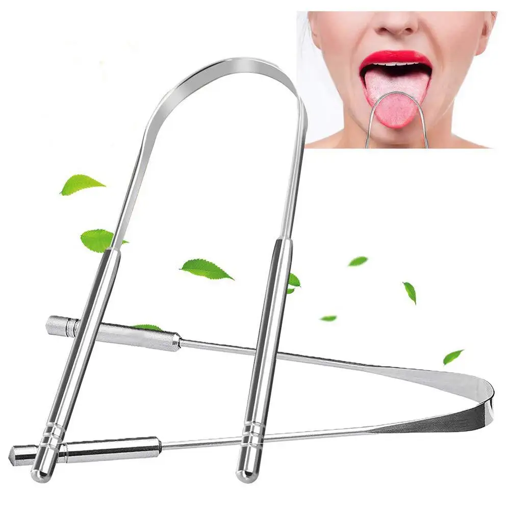 High Quality Metal Tongue Scrapper Gratte Langue Custom Logo Stainless Steel Tongue Cleaner Scraper for Adults
