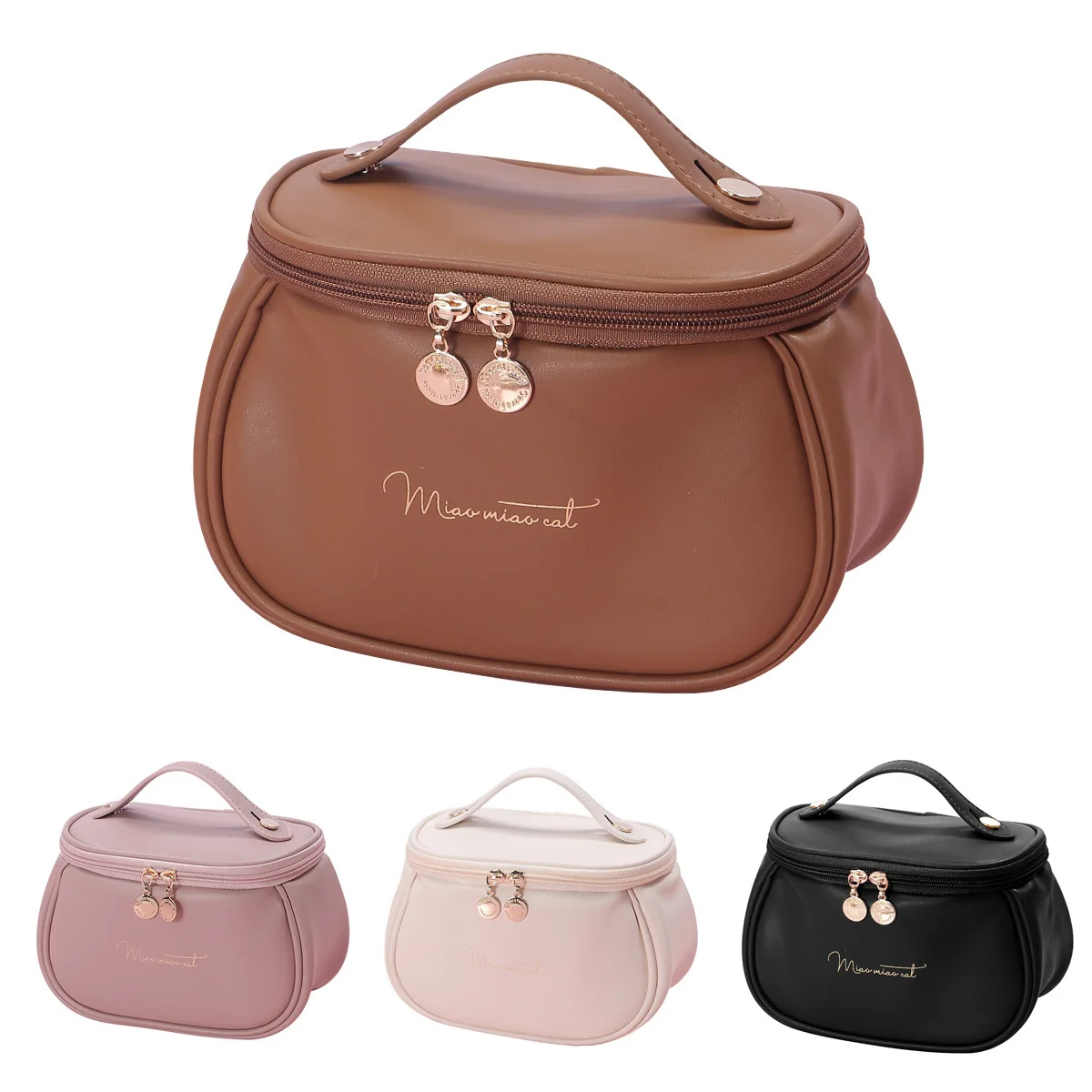 New woman makeup brush handbag Korean PU fashion tote toiletry bag travel storage large cosmetic bag wholesale
