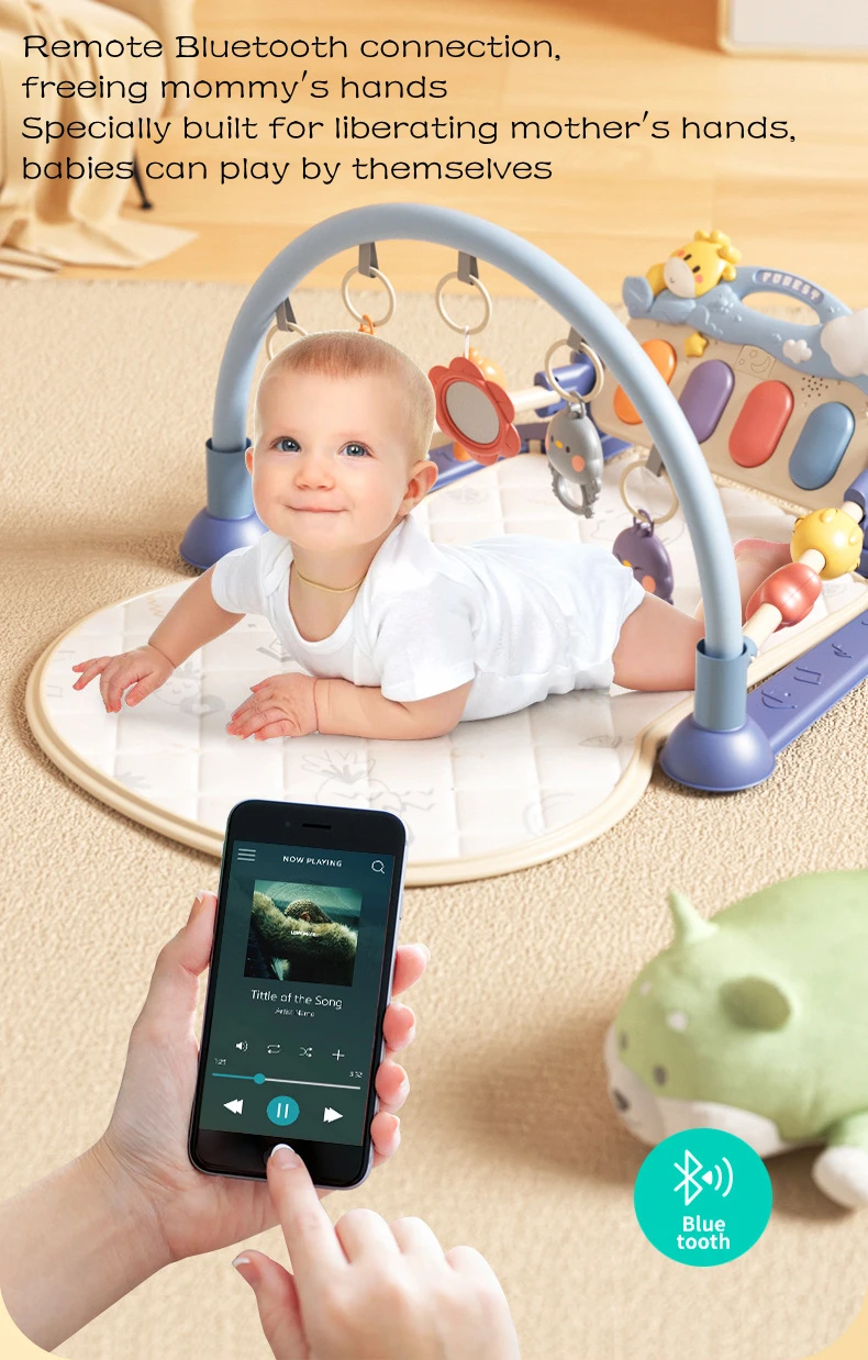 2023 Special offer OEM Activity Fitness Sleeping Game Baby Play Gym Mat Baby Kick And Play Mat With Piano