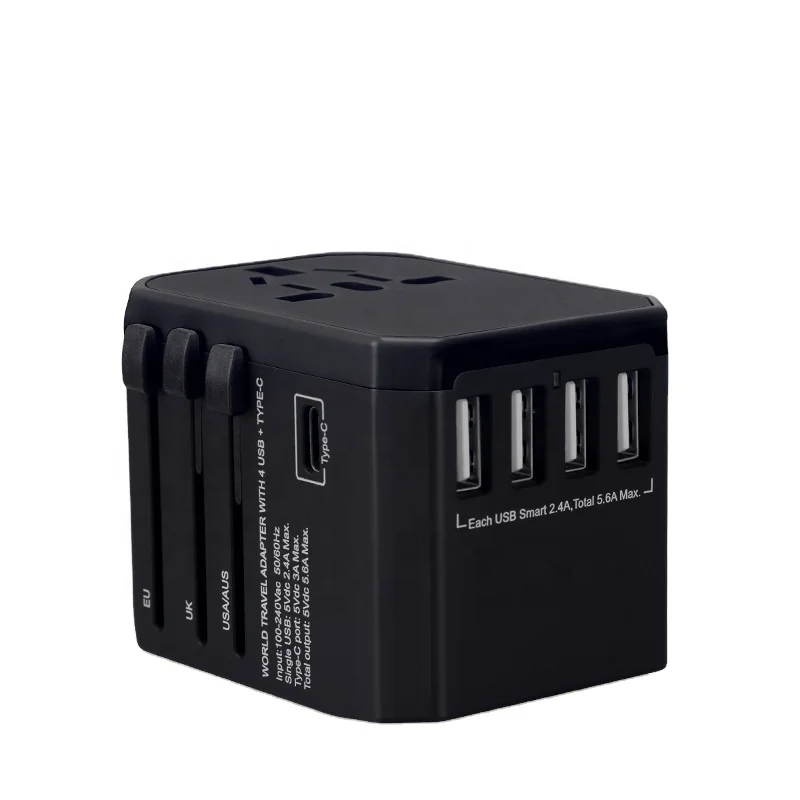 Travel plug adaptor Type-C charger 5.6A USB quick charge adapter universal multi plug socket