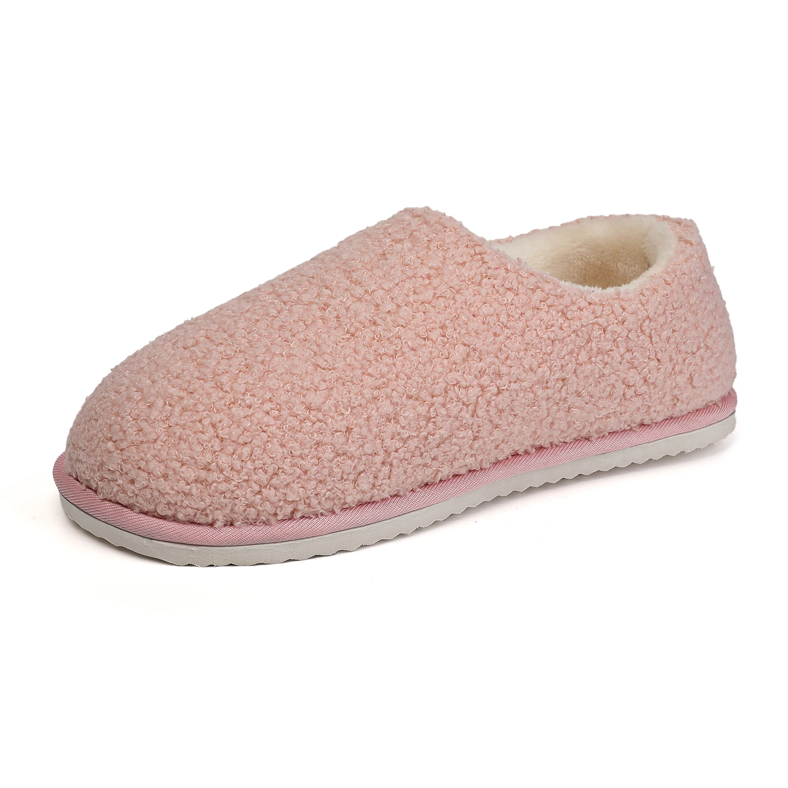 Hot Sale women Fuzzy Fur Loafer with Polar Fleece Lining sublimation Winter EVA Platform Teddy Bear Slippers