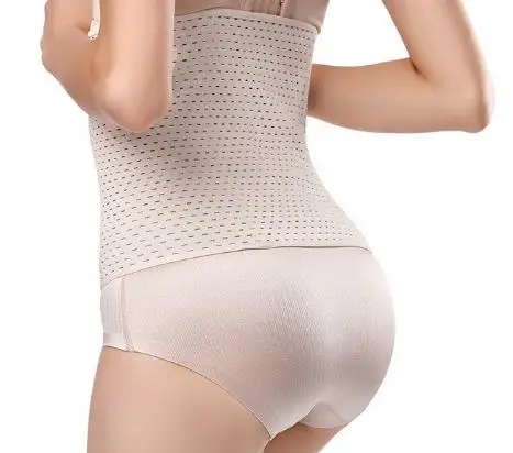 
1004 Hollow breathable out Waist Trainer Body shapewear Postpartum Elastic Corset Six - breasted adjustable Slimming Belt 