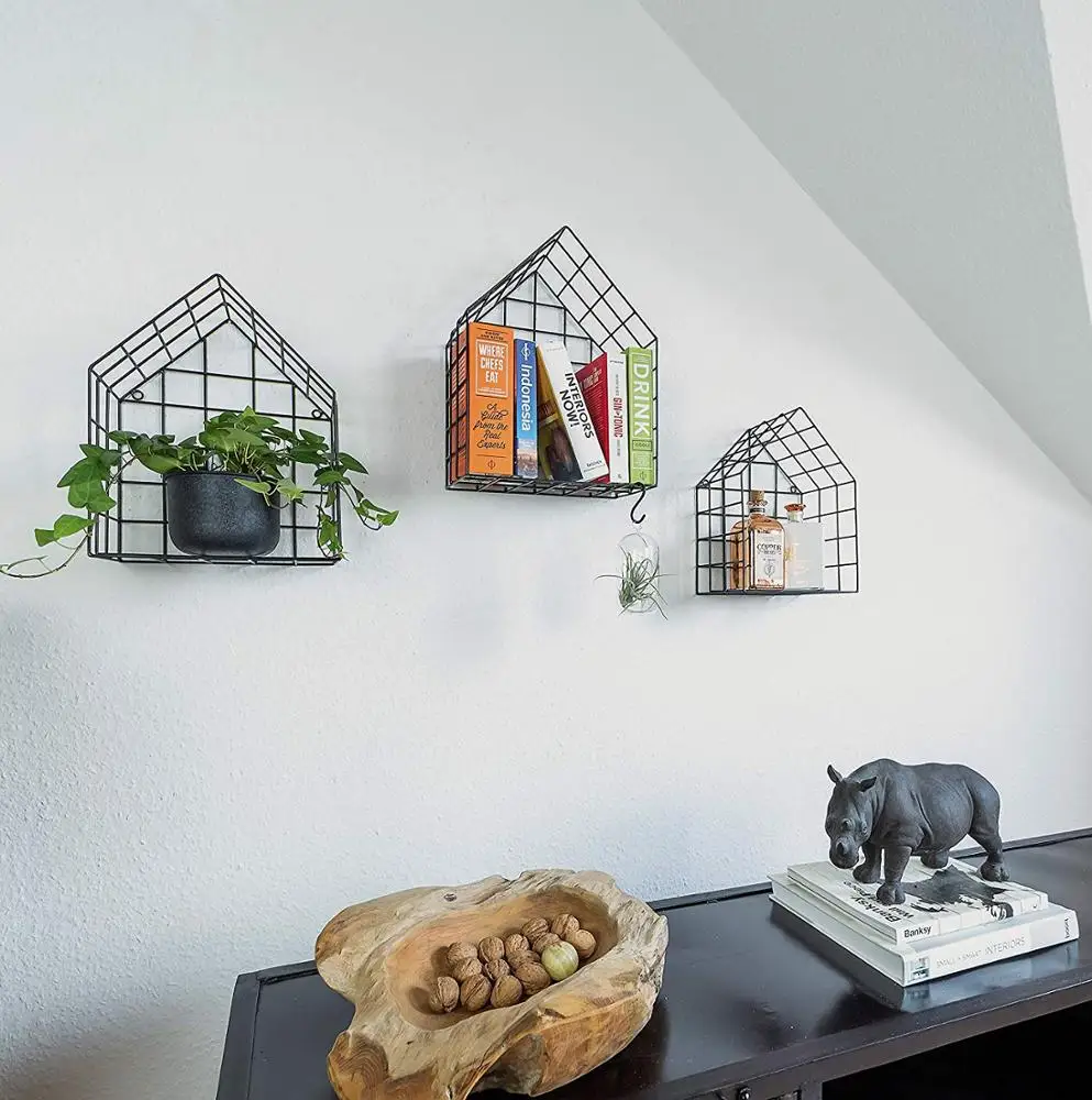 
Decorative Geometric Multi-use Metal Wall Display Shelves Gold 2 Piece Set 