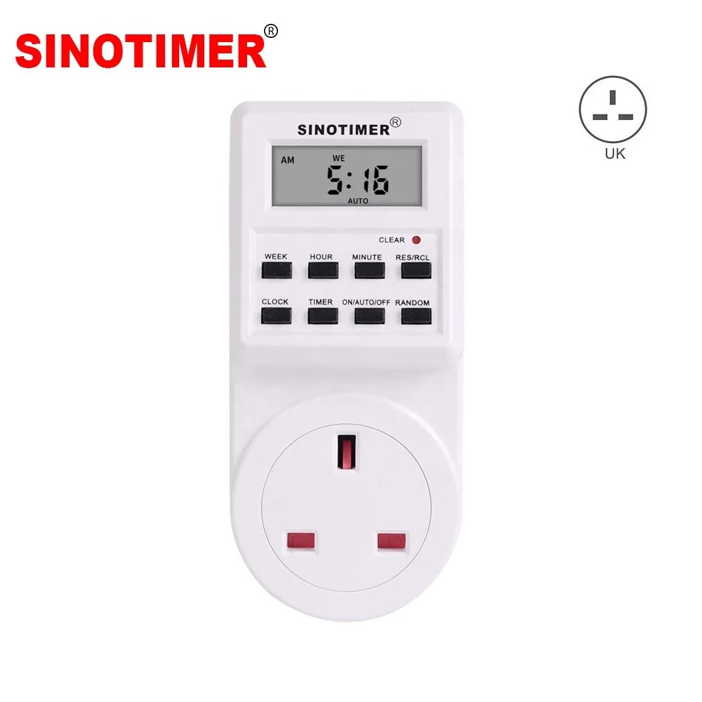 UK  Plug Digital Weekly Programmable Electrical Wall Plug-in Power Socket Timer Switch Outlet Time Clock 220V  AC
