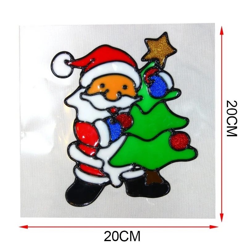 Christmas decoration stickers colorful mirror fridge glass stickers soft christmas jelly stickers