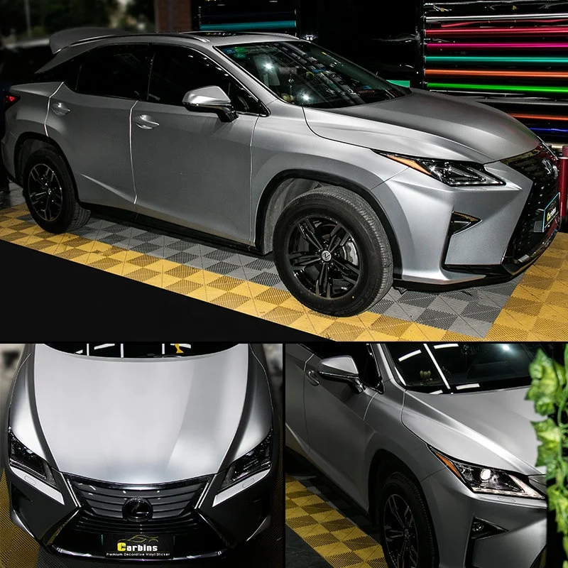 Carbins Hot Sale 1.52*18m Metal Flash Silver PVC Vinyl Car Wrap Chrome Film Matte Car Wrapping Stickers