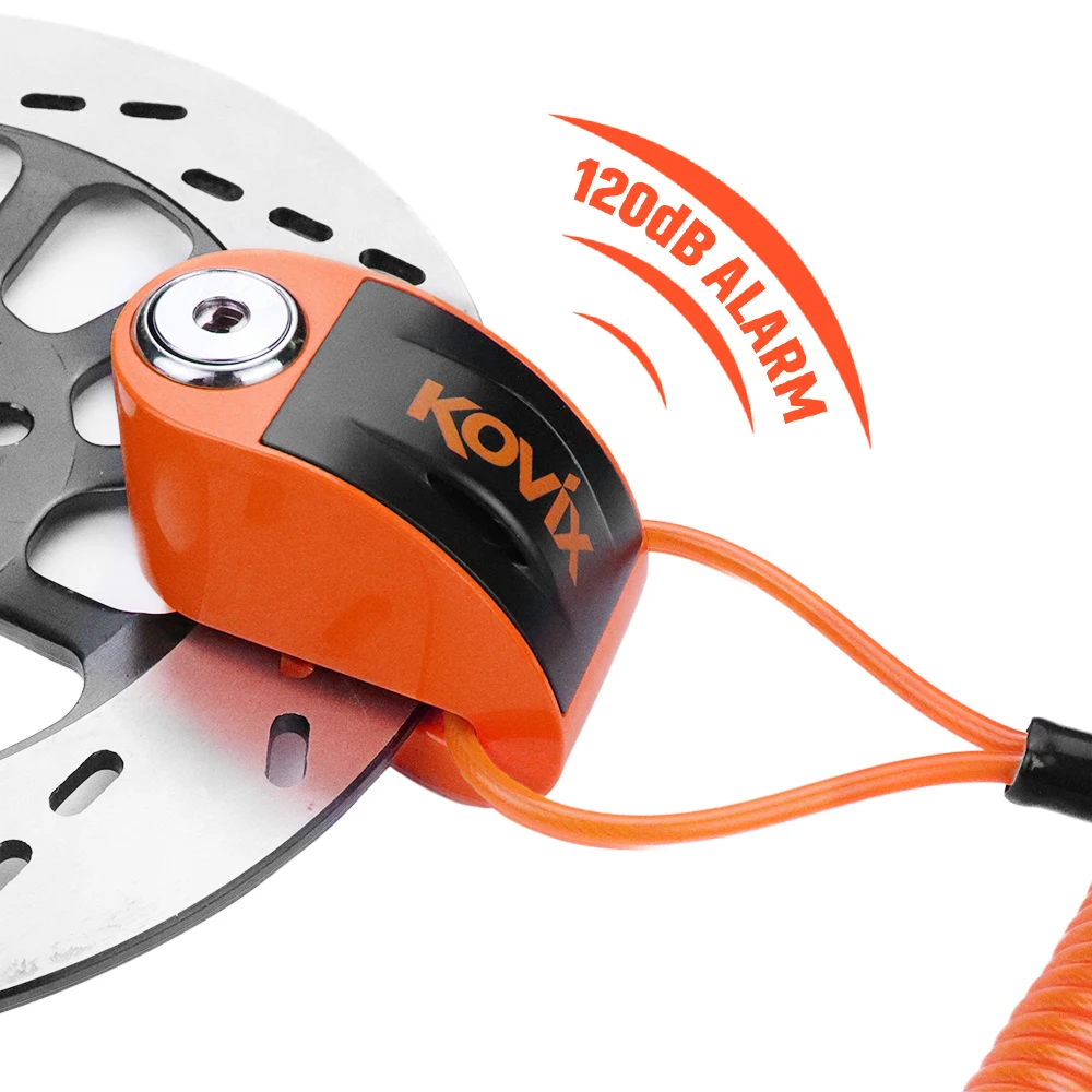 KOVIX New Waterproof 120dB Alarm Brake Anti-Cut Engine Disc Lock For Anti-Theft Motorcycle Bicycle Bike Scooter Locks