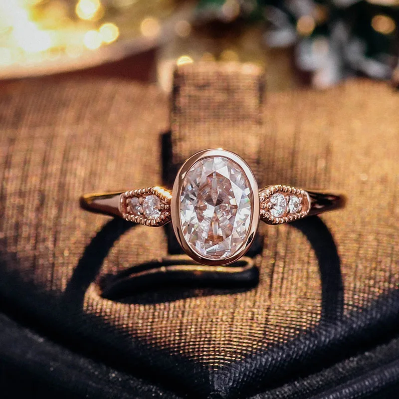Chopard оптовая продажа 2 карат овальной формы Свободный Муассанит бриллиантовое кольцо овальное и розовое золото 14 КТ помолвка для женщин Свадьба
