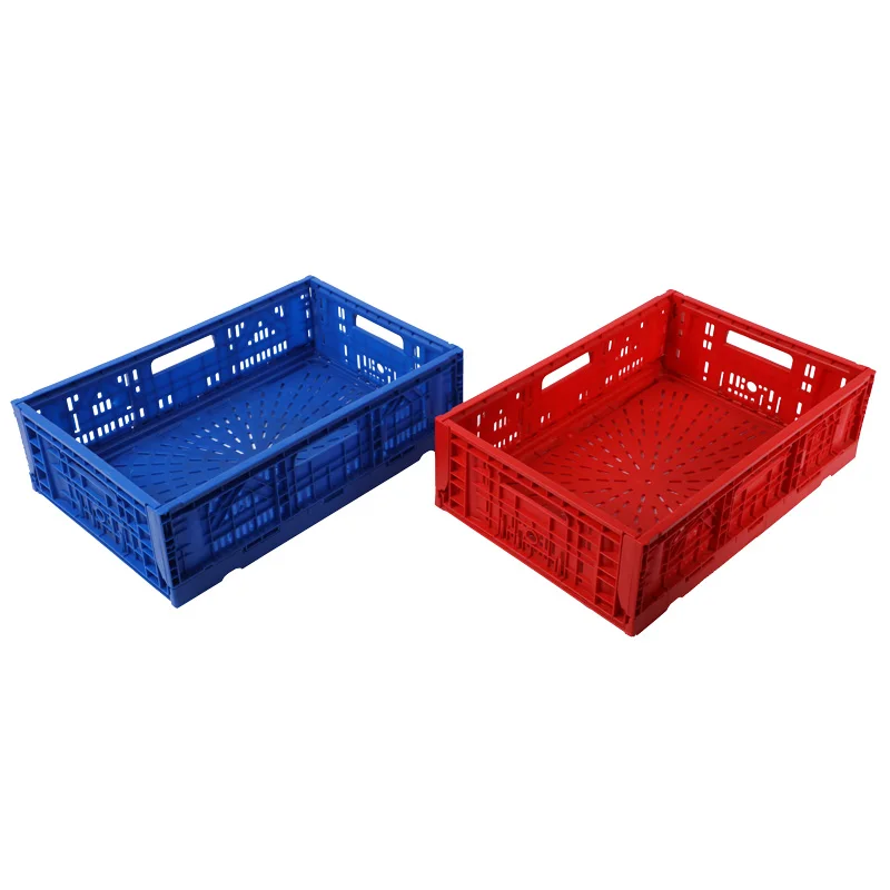 Large Stackable Collapsible Fruit and Vegetable Mesh Crates Plastic Folding Storage Crates for Sale