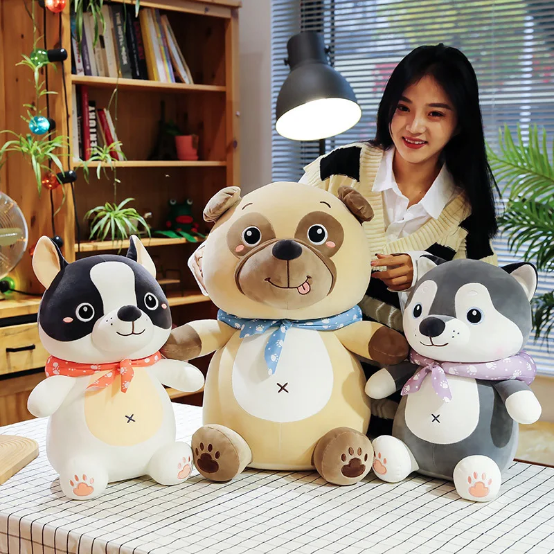 Wholesale Adorable Plush Dog Puppies Pekingese/husky Toys Soft Stuffed Pug Animal Toy Gifts for Kids
