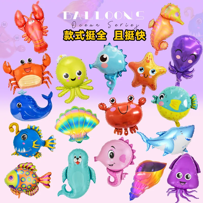 marine fish shaped foil balloon Happy Birthday Aluminium Balloon For Happy birthday party decorations marine supplies