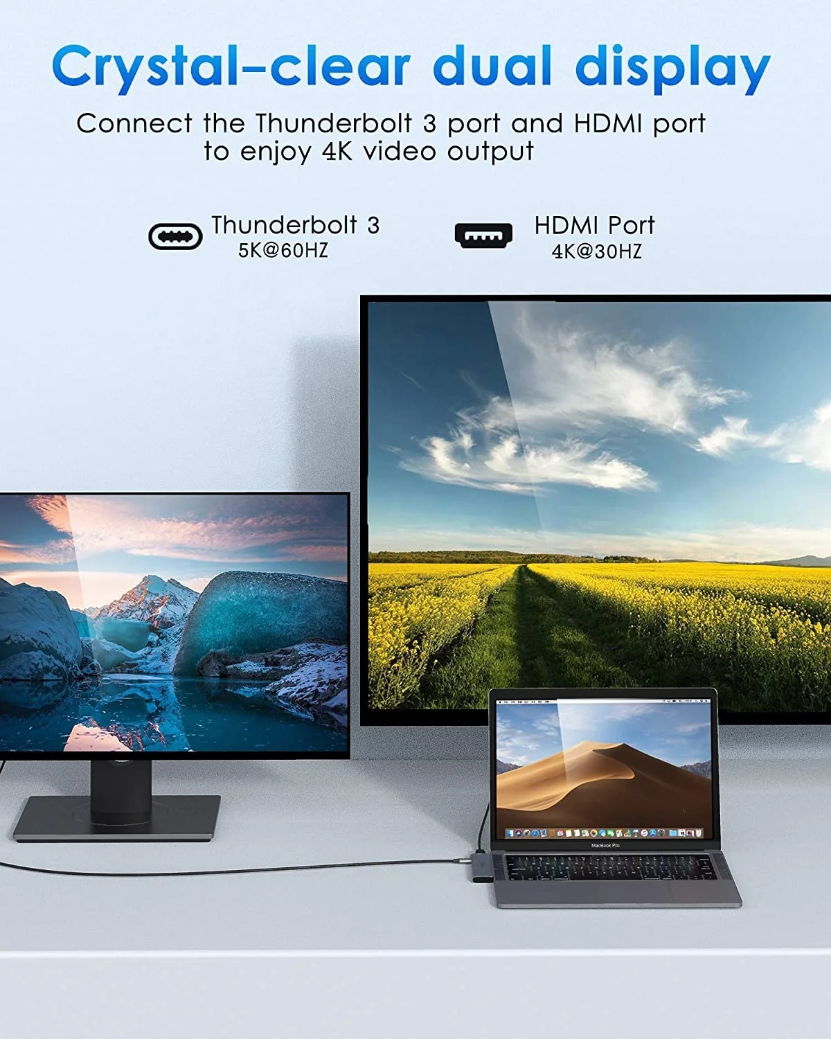  Адаптер 7 в 2 с двумя портами типа C зарядкой PD HDMI слотами для карт TF/ SD USB 3 0 Macbook Pro и т.