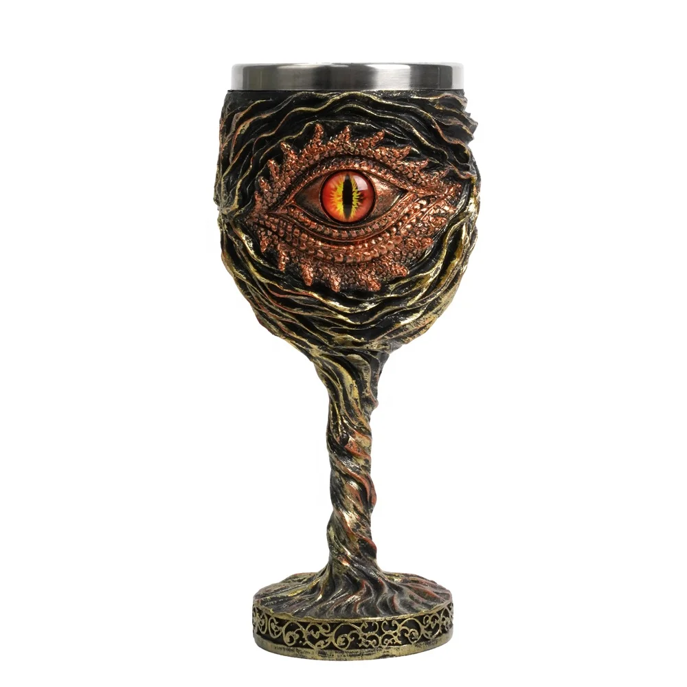 1PC Dungeon Dragon Eye Goblet Desktop Resin Decorative Crafts Suitable for Wine Cocktail Tequila Brandy Beverage Goblets