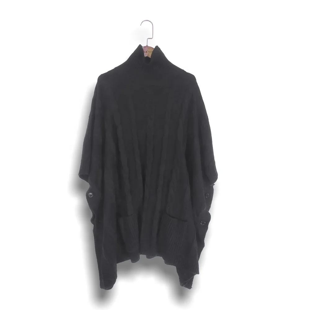 
ladies high neck plus size knit pullover oversized sweaters for women scarf poncho black plain turtleneck knitted sweater 2021 