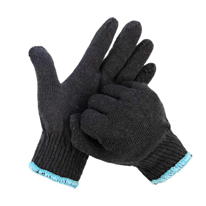 Безопасные рабочие машины промышленности Вязание перчатки синий полиэстер хлопок перчатки оптом