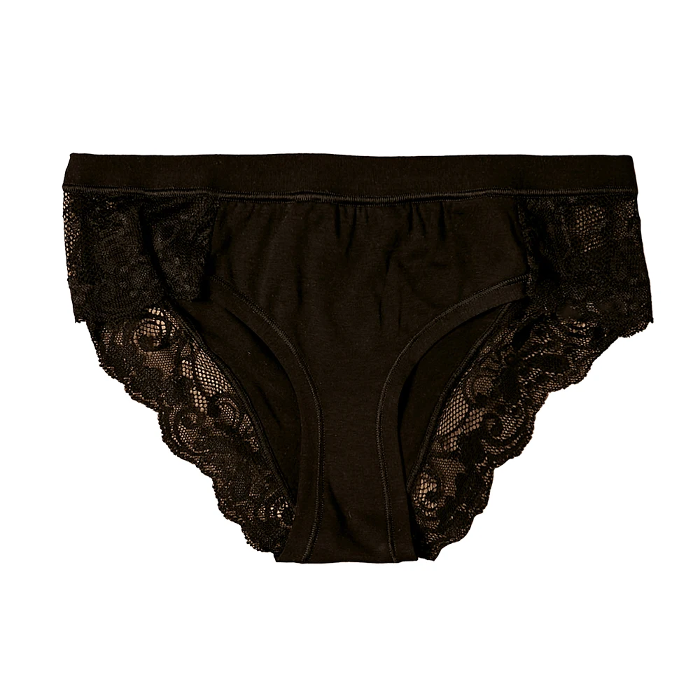 Italian High Quality Branded Chic Lace Decor Bikini Panties Made Of Cotton Modal And Spandex