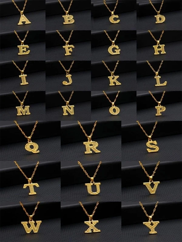 wholesale 18k gold plated 26 initial letters pendant necklace for women