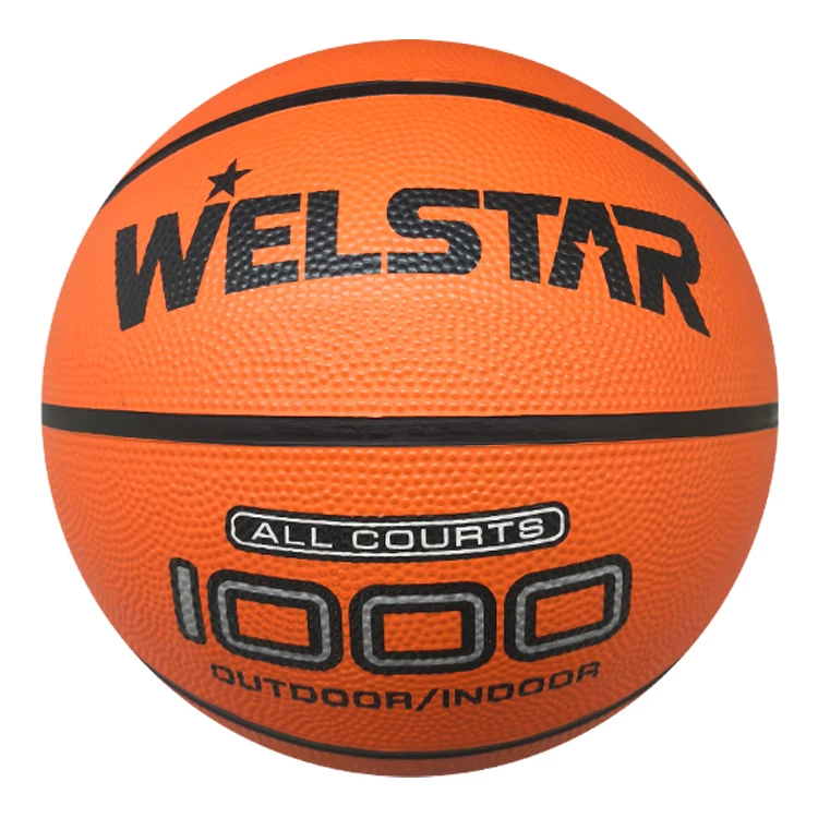 2024 Welstar Basic orange color rubber basketball Flat channel for official size 7 rubber basketball ball manufacturer