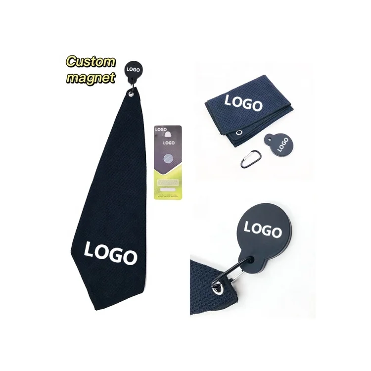 Custom Personality Magnetic Metal Clip Microfiber Waffle Carabiner Sublimation Golf Towel