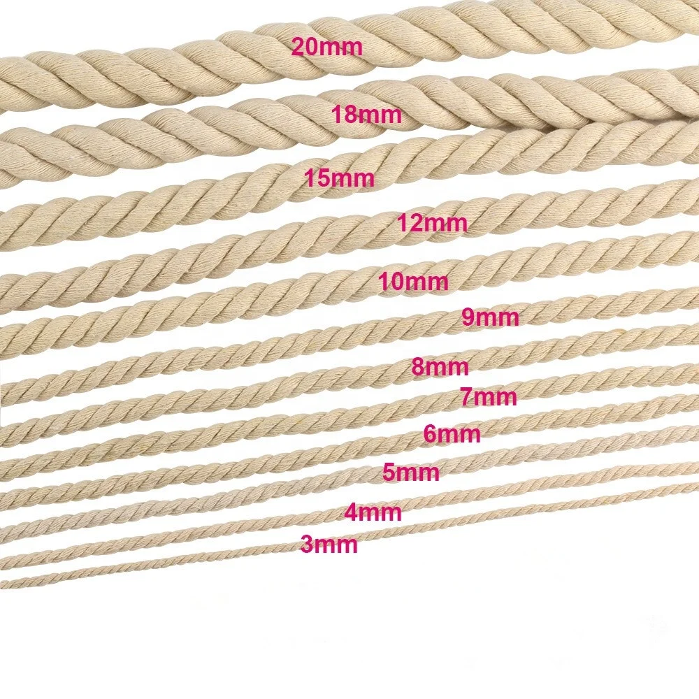 Wholesale 1.5MM 2MM 2.5MM 3MM 4MM 5MM 6MM 7MM 8MM 9MM 10MM 12MM 15MM 18MM 20MM Cotton Thread Thick Baker Twine Cotton String