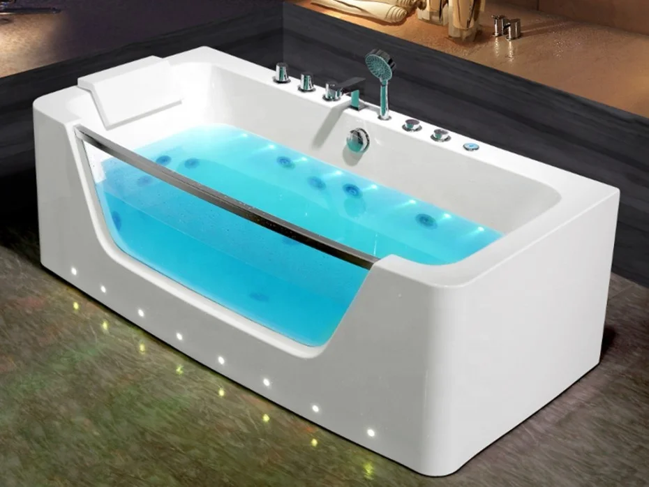 Acrylic massage soaking slipper bath tub with oversized jetted and pillow