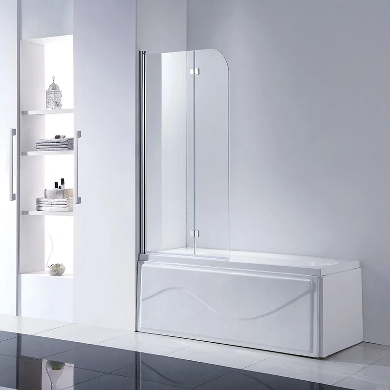 Bath Screen Pivot Door  Frameless Tempered Glass Bifold Bathtub Shower Door
