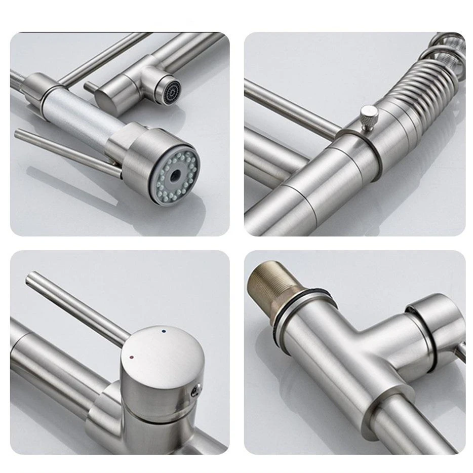 3 way spring pull out kitchen faucet commercial kitchen mixer Flexible kitchen taps stainless steel 201