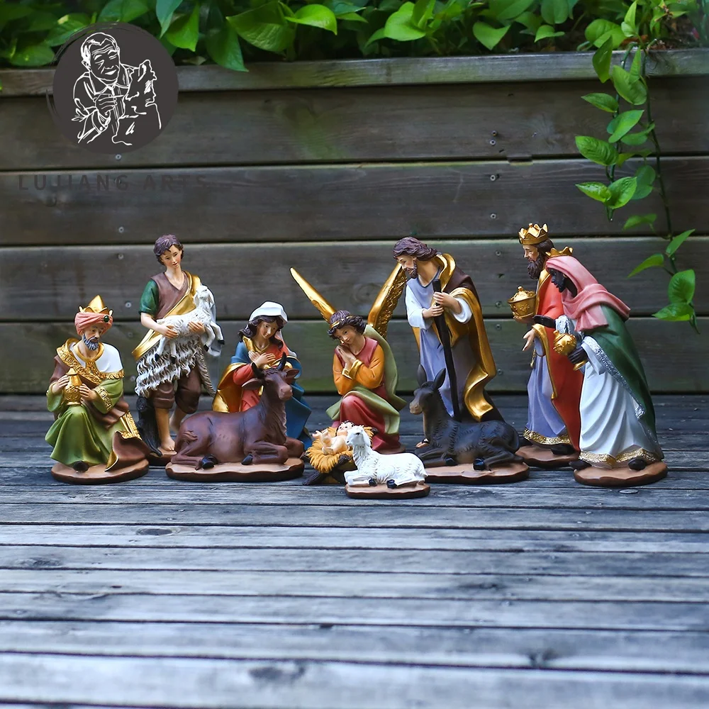 Christmas Set Gifts Bethlehem Nights Christmas Nativity Scene Classic Figurines Religious Indoor Decoration Resin Ornament