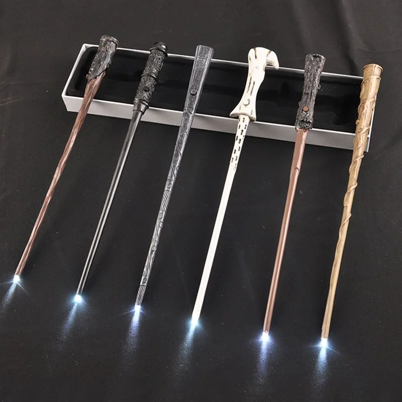 LED Glowing Wand Halloween Party Props Decoration Mystery Wizard Stick Harry Cosplay Magic Luminous Wand With Box Kid Gifts