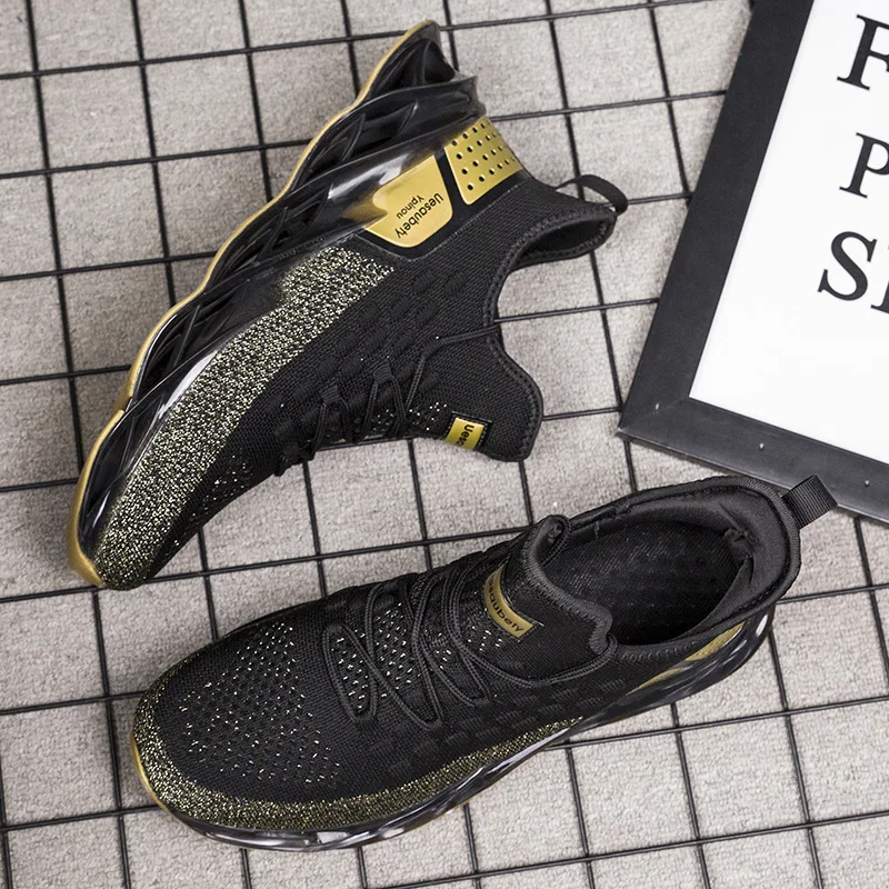 Bulk Wholesale Customized Bright Color Fly Knit Durable Blade Zapatillas Sport Shoes Running Men Casual Sneakers