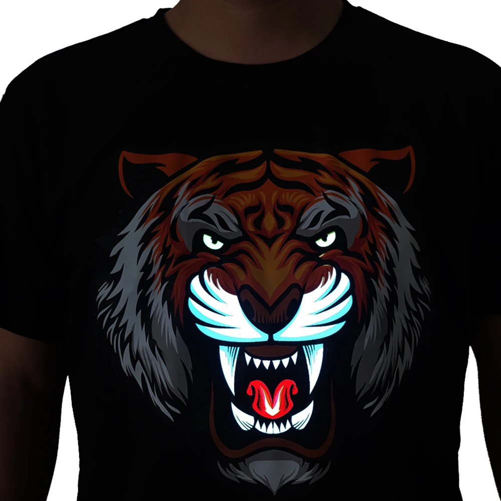 New Arrival  LED shirt Soft LED EL Pane Tshirt Hot pressing process Flexible Light up T shirts  for club,party,cosplay,halloween