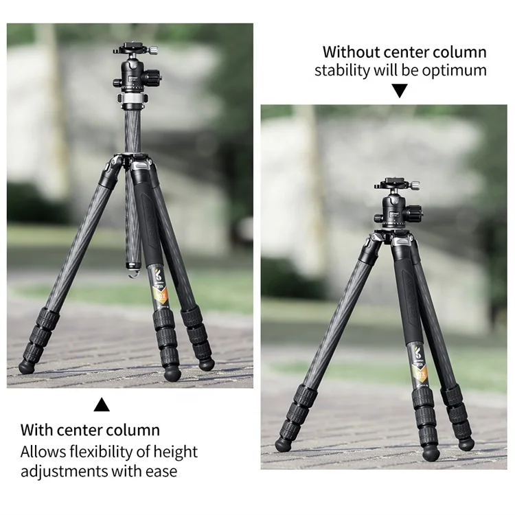 K&F Concept DSLR Camera Carbon Fiber Tripod with Ball Head Quick Release Plate