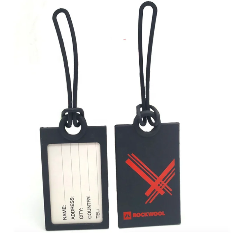 Hot Sale Custom Logo Printed Rubber Silicone Luggage Bag Tag with ID Info Card On Back to Identify Your Suitcase
