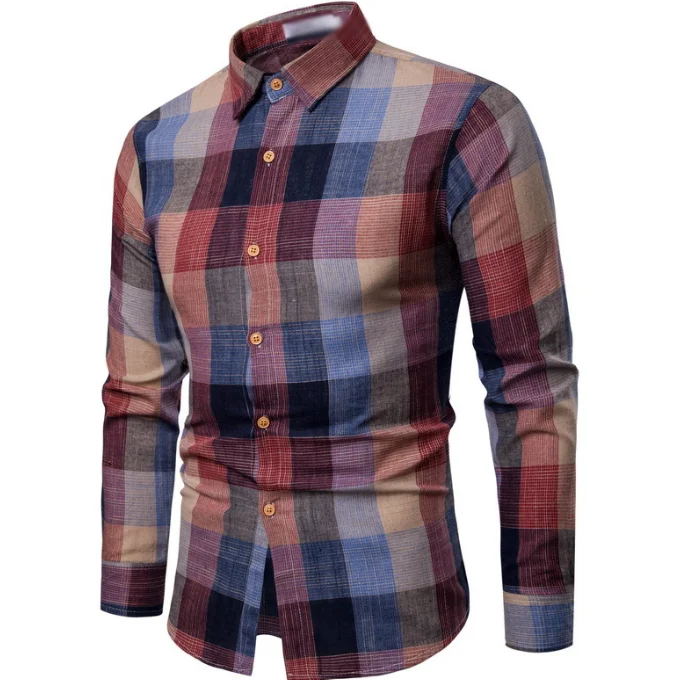 
Casual Male Shirt Man Plaid Printed Shirts Stylish Men Slimming Shirt 