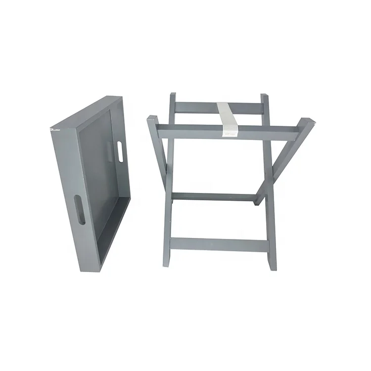 Mdf Gray Rectangle Foldable Desk Breakfast Tray Serving Tray Designer Small Side Table