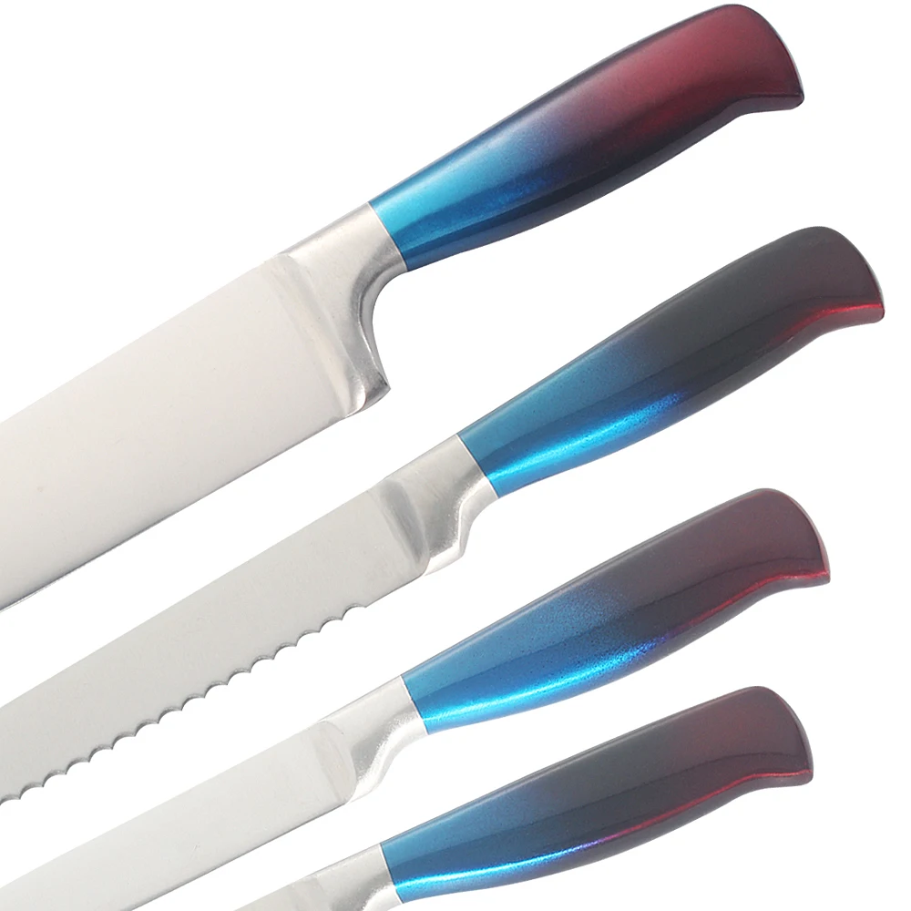 Hot sale stainless steel kitchen knife set chef knife with double color handle