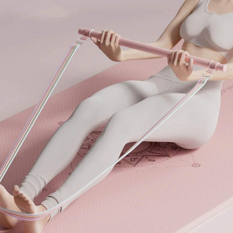 Wholesale Women Home Gym 12pcs Resistance Band Set TPE Elastic Resistance Bands With Pilates Bar