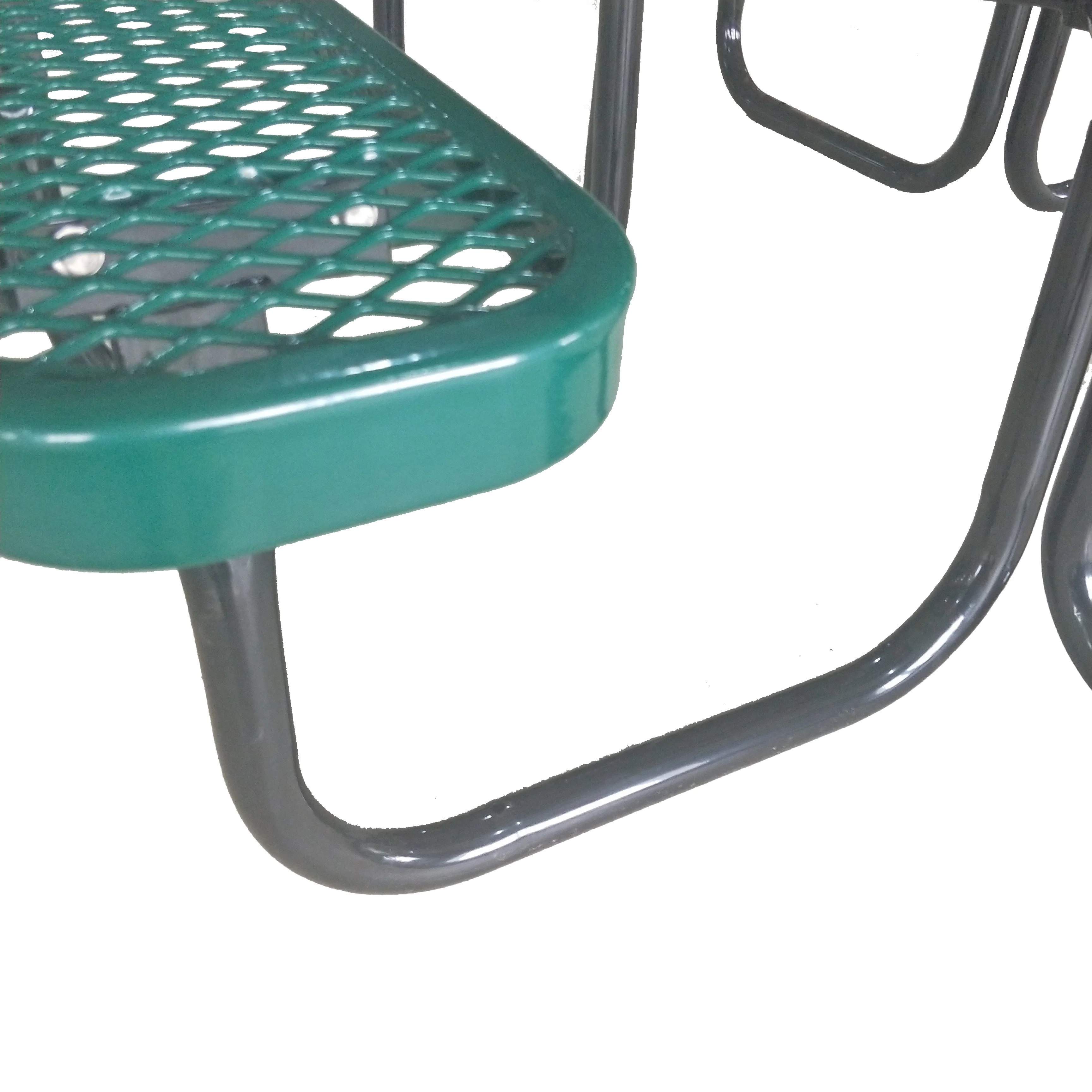 Metal heavy duty outdoor square dinning picnic table and chairs set with umbrella hole