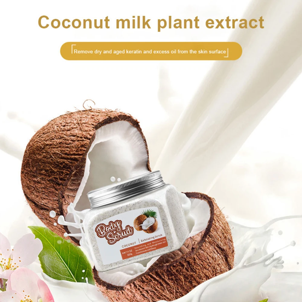 Coconut Milk Body Scrub Anti Cellulite & Exfoliator Natural Skin Care Formula Helps with Stretch Marks Eczema Acne