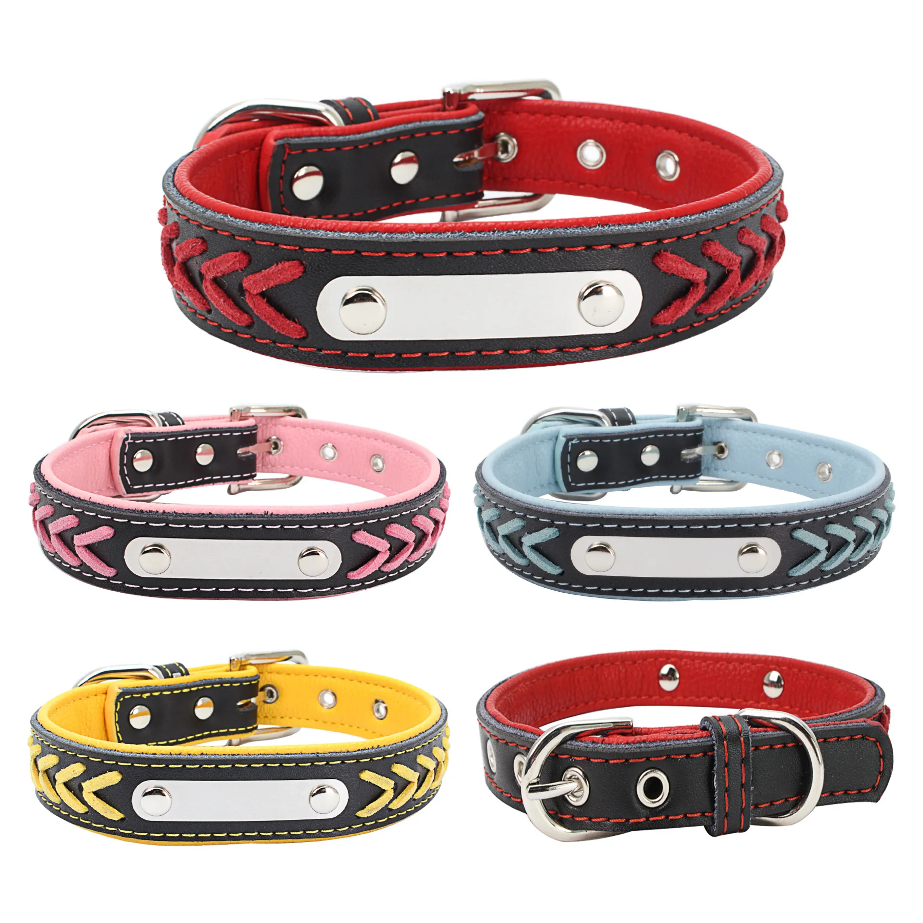 
Personalized Dog Cat Collars Engraved Pet Collar with Name Plated Reflective 